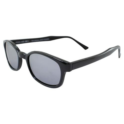 Pacific Coast Original KD's Biker Sunglasses (Black Frame/Silver Mirror Lens)