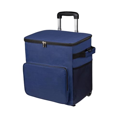 Folpus Nevera portátil con Ruedas, Aislante, de 35 l, Suave, compacta y a Prueba de Fugas, Ideal para Playa, Viajes, comestibles, Patio, Azul Marino