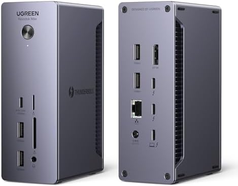 UGREEN Thunderbolt 4 Dock, 90W Aufladen, 40Gbps TBT4 Docking Station | Revodok Max 13-in-1, Dual 4K@60Hz, Single 8K Display, 2.5GbE, microSD&SD 4.0, 3.5mm Aux