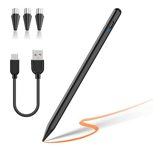 Tablet Stift Android mit 3 POM Feders Handy Stift Type-C Schnellladung Stylus Pen for Touch Screens Kompatibel mit Samsung/Huawei/Mi/Vivo und Anderen Android Smartphone und Tablet Geräten -Schwarz