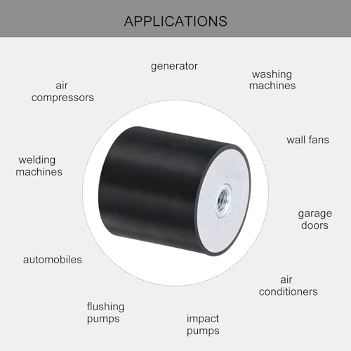 QUARKZMAN 4 Stück 40 x 40mm M8 Gewindebuchsen aus Gummi, Schwingungsisolatoren, Ersetzt Antivibrationspads Flache Silentblock-Basisblock