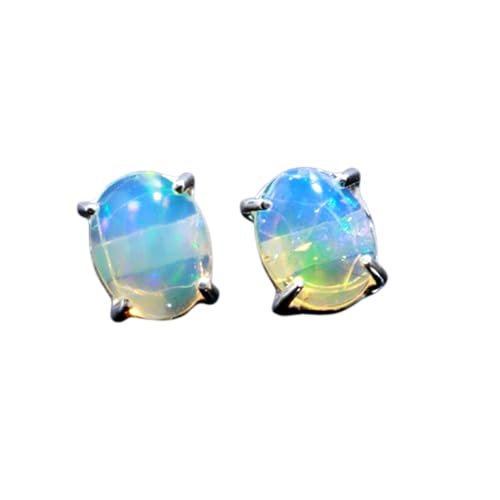 Boucles d'oreilles opale de feu naturelle et argent 925, bijoux minimalistes d'exception pour femme