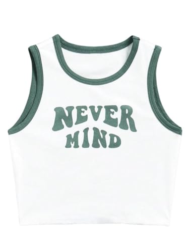 Image of SHENHE Girl's Letter Print Cropped Tank Top Sleeveless Contrast Binding Crop Tops