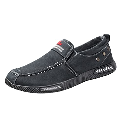 Men's Casual Martial Arts Shoes, Breathable Slip-On Chinese Traditional Old Beijing Canvas Walking Shoes, Rubber Sole Non Slip Strong Grip, are Light in Weight