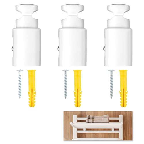 Qneneam 3 Accesorios para Radiador Toallero, Soporte Radiador Toallero Montaje en Pared, Compatibles con Rieles Rectos y Curvos, con Diseño Elegante en Blanco, Incluye Accesorios de Instalación