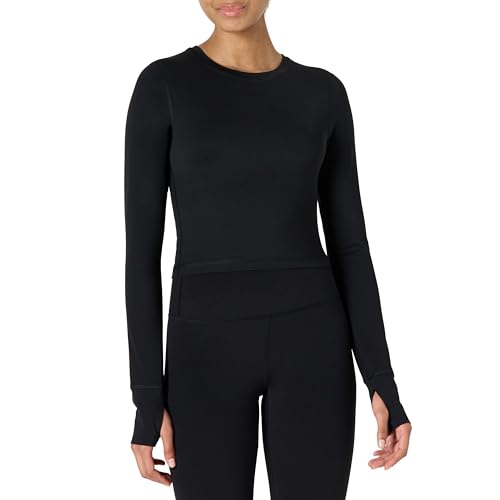 Amazon Essentials Women's Active FormFlex Buttery Soft Long Sleeve Slim Fit Crop Layering Workout Top