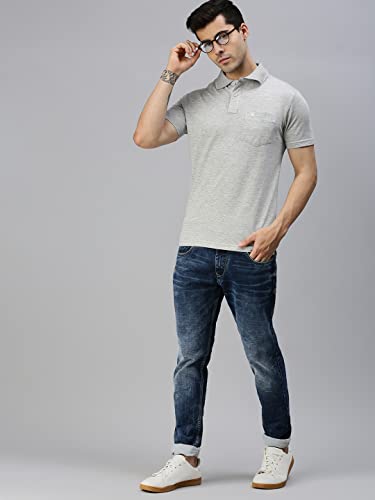 ONN Men's Grey Half Sleeves Polo Collar T-Shirt with Pocket (Size : X-Large)