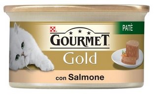 Purina Gourmet Gold - Humido Gato paté con salmón, 24 latas de 85 g Cada uno, 24 x 85 g