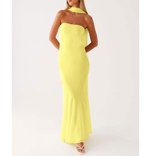 Image of Women Strapless Floral Dress with Sarf Mesh Tube Maxi Dress Summer Cocktail Wedding Guest