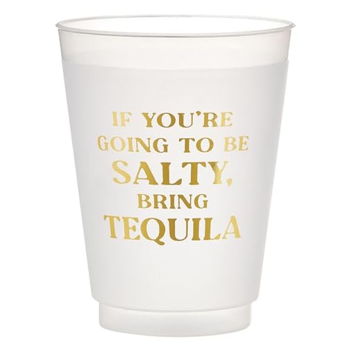 Santa Barbara Design Studio Party Cups 8-Count Reusable BPA-Free Plastic Frost Cups, 16-Ounce, Bring Tequila
