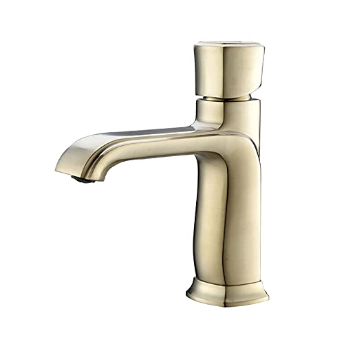 Robinet de lavabo de salle de bain mitigeur monotrou en laiton doré brossé