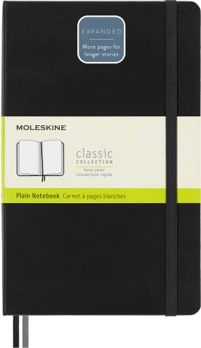 Moleskine - Classic Expanded Plain Paper Notebook - Hard Cover And Elastic Closure Journal - Color Black - Size Large 13 X 21 A5 - 400 Pages
