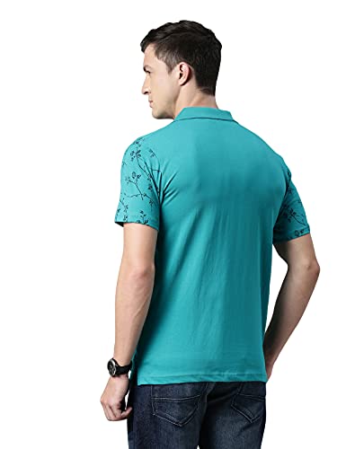 Image of KRYPTIC Men's 100% Cotton Flower Printed Polo T-shirt