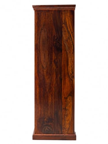 Image of Solid Wood Premium Sheesham Wood Temple Cane Big Size 5 Feet with Door Storage Cabinet | Wooden Mandir for Pooja Room Home | Honey Finish | Mandir for Home Wooden Temple (Cane)