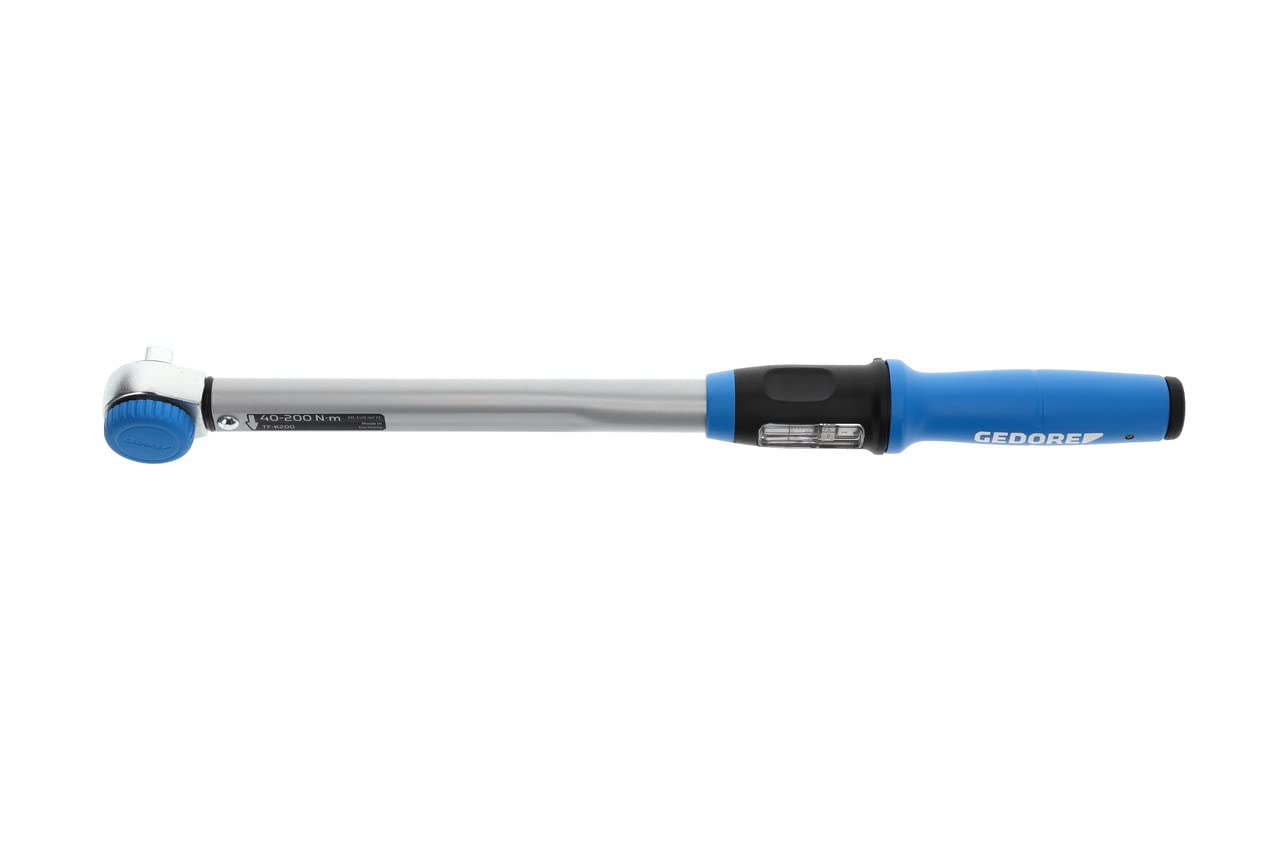 GEDORE Llave dinamométrica con cuadradillo de accionamiento, 1/2", Reversible, Escala de ajuste, 40-200 Nm, Longitud 494 mm, TF-K200