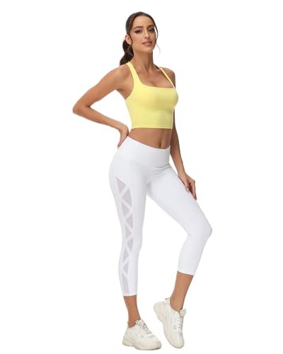 Image of romansong Strappy Yoga Sports Bras for Women Padded Criss-Cross Back Tank Tops