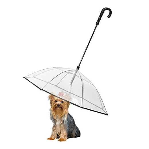 Enjoying Correa de Paraguas para Mascotas, Resistente a la Lluvia, a Prueba de Nieve, para Perros pequeños, Paraguas Ajustable para Perros