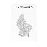 QOGDAF Luxemburg-Karte auf Leinwand, Poster, Wandkunst, 