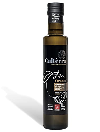 Culterra Orangen Öl Premium mit extra nativem Olivenöl aus Kreta. Kaltgepresst und naturbelassen aus 100% Koroneiki Oliven aus Kreta. 250ml Orangenöl Flasche Cover