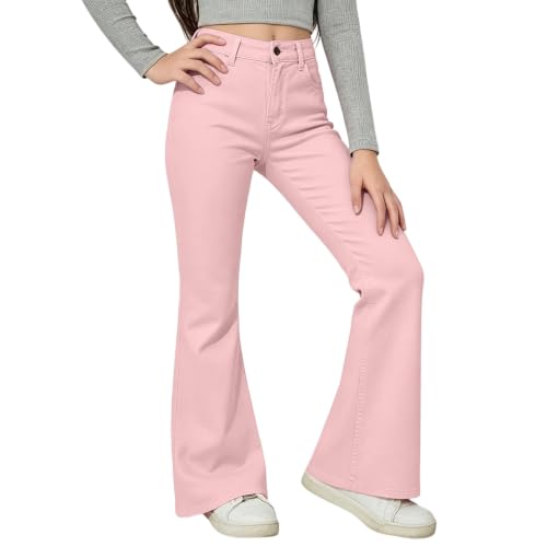 JiXiang Flare Pants Girls High Waist Slim Fit Y2K Bell Bottoms Stretchy Fashion Trouser Stretch Cute Streetwear with Pockets - image 2
