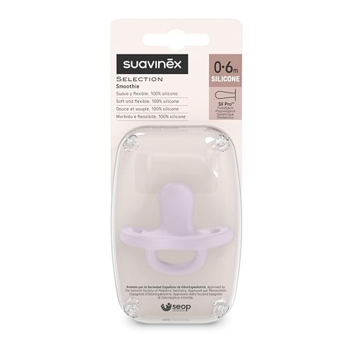 Image of Color Essence SX PRO Silicone Baby Pacifier 1Pk, Made with 100% Soft Silicone, Baby Essentials Perfect for Breastfeeding Babies, Designed in Spain, 0-6 Mths, Lavender