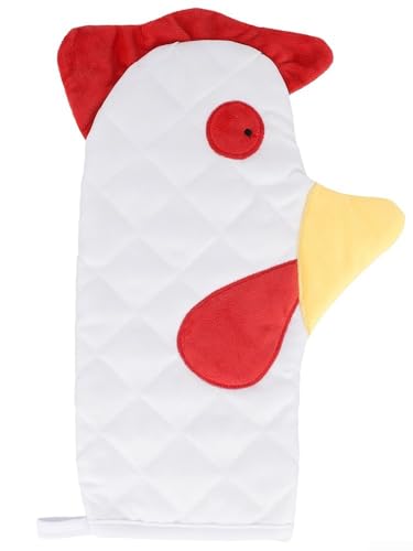 Gants de cuisine résistants à la chaleur avec imprimé coq, gants de cuisine légers en lin conçus avec poche pour une manipulation sûre des ustensiles de cuisine chauds et des assiettes à micro-ondes