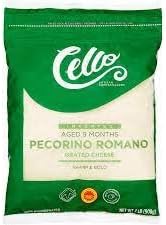 Cello Pecorino romano grated fresh cheese 2-lbs bag resealable Cello Pecorino Romano Cheese Grated 2-lbs bag Fresh resealable Imported from Italy