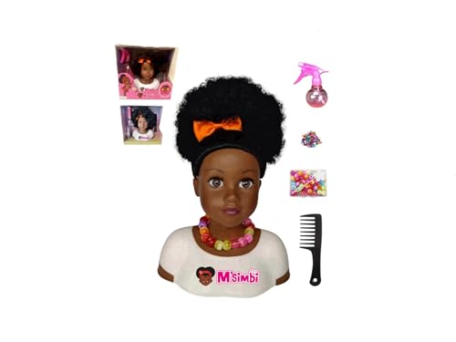 Black African Brown Styling Head Dolls with Curly Afro Hair and 5 Accessories, for Kids, Kids Toys for Ages 3 Up (Diva 01, 11 inch)