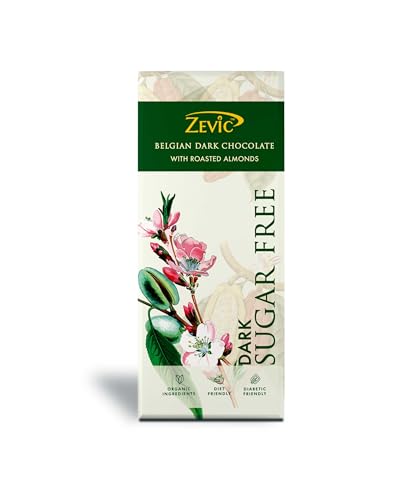 Image of ZEVIC Sugar Free Dark Chocolates Pack | Organic Belgian Chocolates Bar Combo | Vegan & Healthy Diet Friendly Chocolates | Belgian Roasted Almond, Coffee Beans, Jaggery, Classic & Fruit and Nuts Chocolates Combo Pack, 40g Each - (Pack of 5)