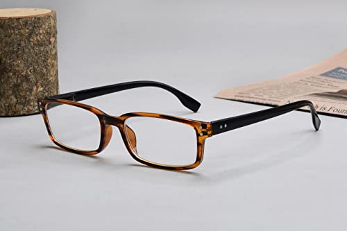 Image of Eyekepper 4 Pack Reading Glasses for Women and Men - Classic Readers Amber Frame-Black Arm +3.00