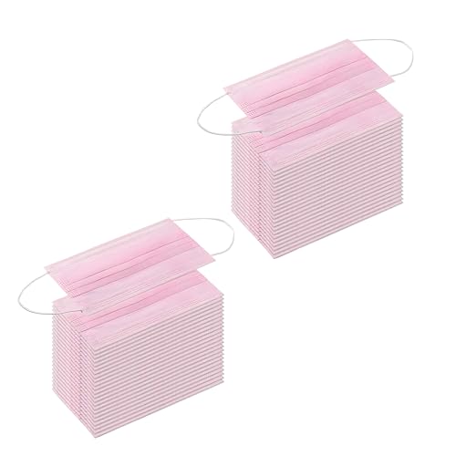 50PCS Pink Disposable Face Masks - 3-Ply Non-Woven Breathable & Comfortable Masks with Elastic Ear Loops - Comfortable Daily Use Nose & Mouth Protection - Image 2