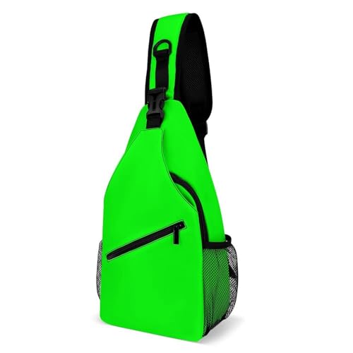 Men's Small Day Pack, Cross Body Sling Bag, Travel Hiking Fashion Chest Bag Fluorescent Green