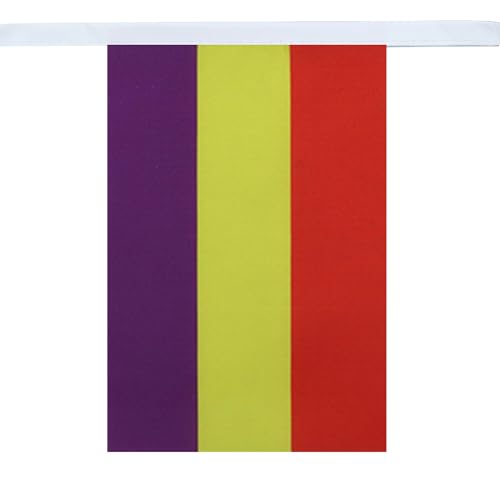 Image of AZ FLAG Second Spanish Republic 6 meters BUNTING Flag 20 flags 9'' x 6'' - Spain Republican STRING flags 15 x 21 cm