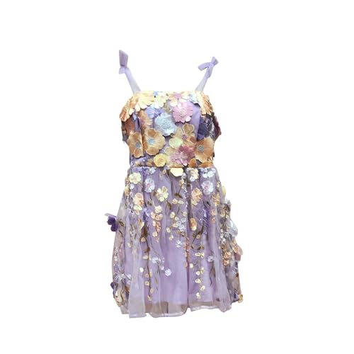 Image of Women Three Dimensional Floral Embroidered Suspender Dress for Wedding Proms XXL