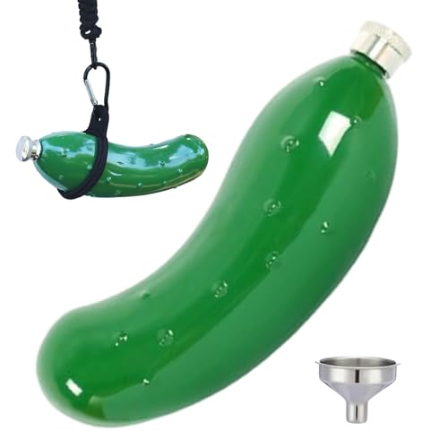 Alcohol Flask - Botella fina estilo pepino para viajes, aventuras al aire libre con embudo y mosquetón, recipiente portátil para licor para , restaurantes, pesca, senderismo, bodas, 150 ml