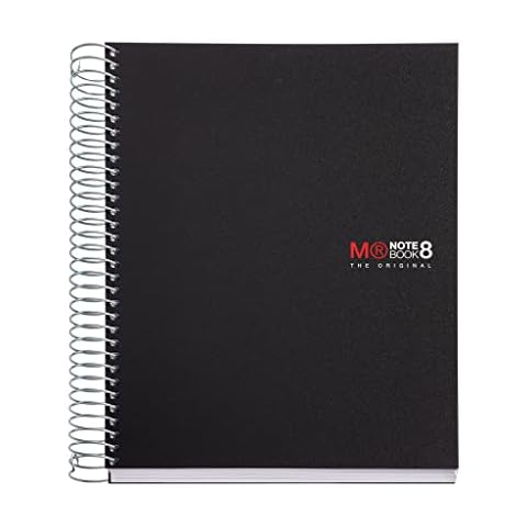 Miquelrius Medium A5 8-Subject Spiral Notebook, Graph Pages, Black (6.5" x 8") Cover