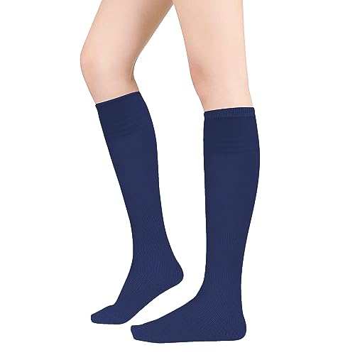 Image of DOOVID Casual Knee High Socks for Women Tube Socks Elasticity Athletic Socks Thin Stripe Knee High Stockings