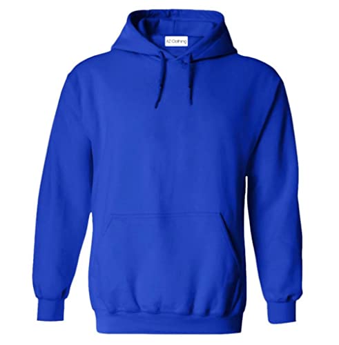 AZ Plain Pullover Unisex Hoodie Men's and Women's Hooded Sweatshirt Royal Blue