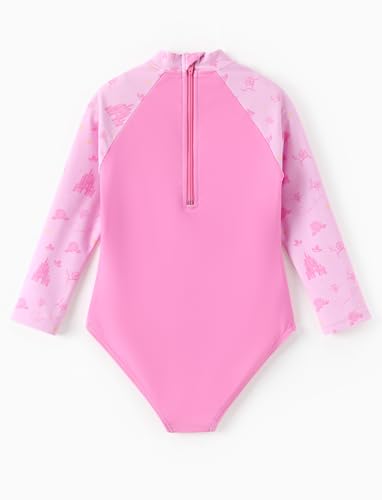 Image of Disney Frozen Stitch Princess Minnie Mouse Girls Swimsuit Long Sleeve Rashguard UPF 50 One Piece Bathing Suit Size 3M-13Y