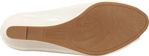 Cambridge Select Women's Open Toe Slip-On Chunky Mid Wedge, 8 B(M) US, White Patent PU - Image 4