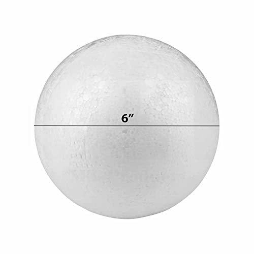 Mt Products Smooth And Durable 6” White Craft Foam Polystyrene Round Balls - Foam Balls Good For Arts-In-Crafts (Pack Of 2 Balls) #TOP1