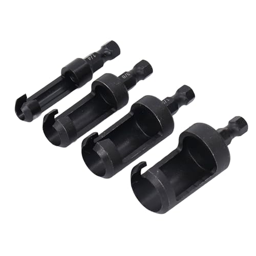 Juego de 4 brocas para tapones de madera de acero al carbono, con vástago hexagonal de 1/4", 3/8", 1/2" y 5/8", para carpintería, proyectos DIY y mejoras del hogar miniatura 3