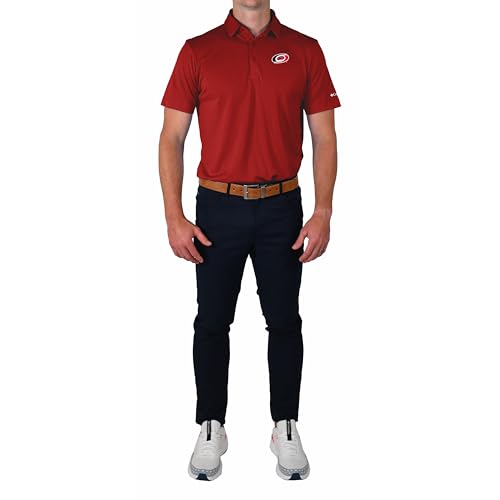 Columbia Carolina Hurricanes Golf Mens Casual Lightweight Drive Polo Intense Red