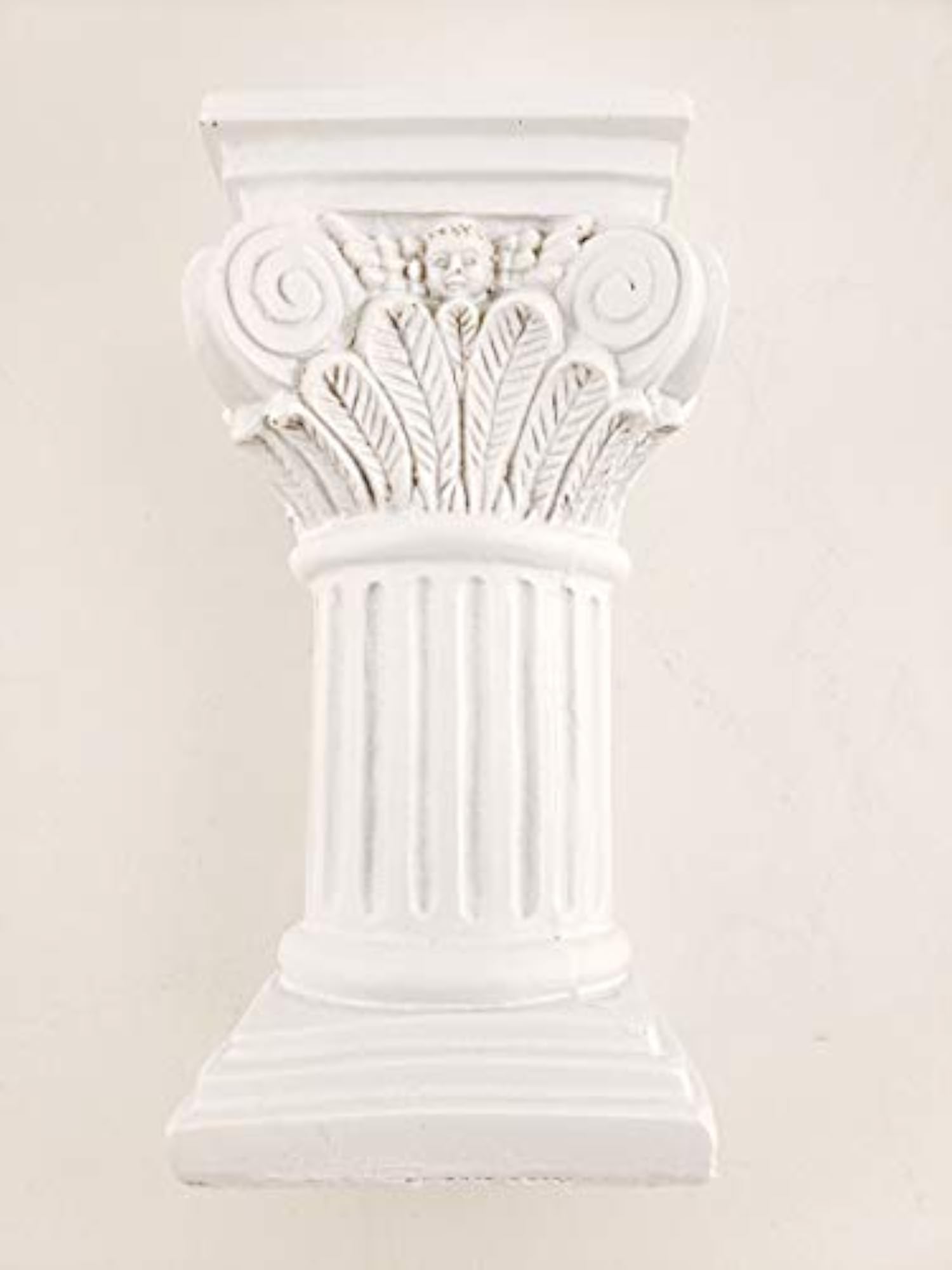 Polyresin White Pillar Stand, 6.5 Inches Tall