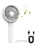Maxesla Handventilator Starker Wind, USB Mini Ventilator Mit Wiederaufladbare Batterie, 3 Geschwindigkeiten Mit Schreibtischbasis Ventilator Klein, Lüfter Leise Handventilator Akku Aufladbar, Weiss