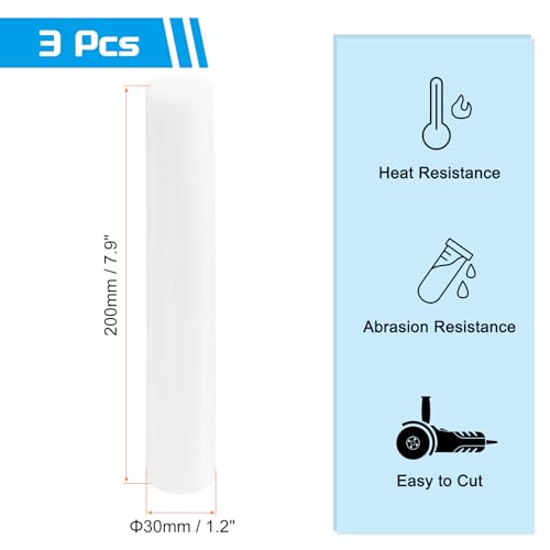 Image of MECCANIXITY ABS Plastic Rod Round Solid Bar 30 mm x 200mm White for DIY Model Material, Architectural Model Making, DIY Sand Table, Pack of 3