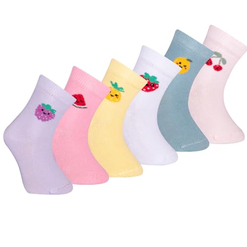 Zuzu Seamless-Toe Turkish Cotton Crew Socks - Cute Patterns 6-Pack Baby & Toddler Socks