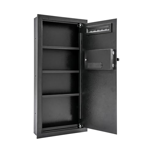 Caja fuerte a la pared, taquilla con llaves, armario de pared oculto para dormitorios, estudios, armarios, hoteles, tiendas de joyería (37 x 10 x 80 cm)