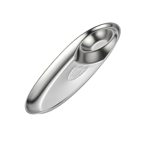 KICHOUSE 1pc 304 Sauce Dish Dessert Platter Appetizer Dish Appetizer Serving Plate Chip Dip Bowl Mini Appetizer Plates Chip and Dip Bowl Sauce Server Dish Condiment Tray Silver re-usable