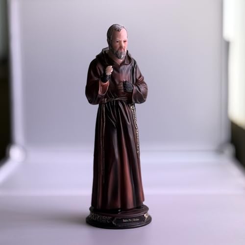 Estatua Padre Pio Resina 11 pulgadas miniatura 2